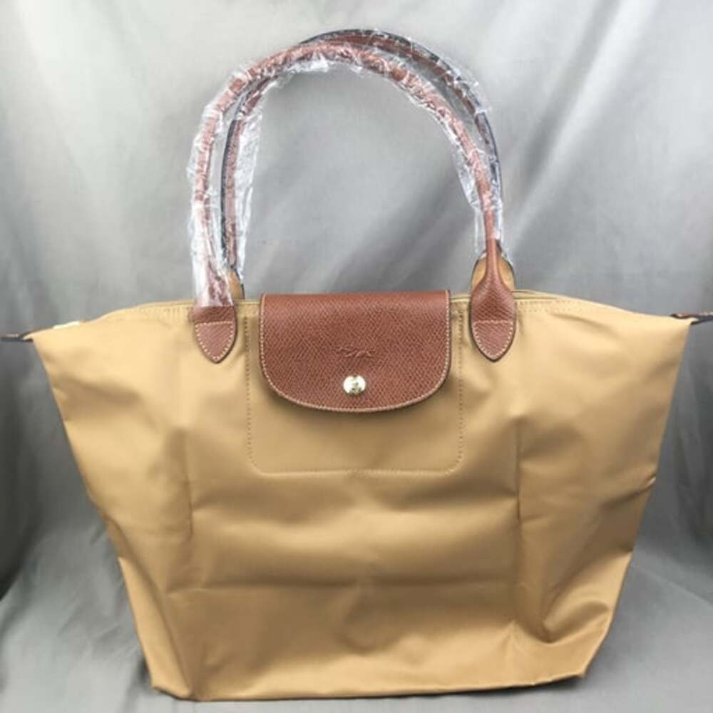 NWT Longchamp Le Pliage Medium Handbag Khaki Canvas Shoulder M - Picture 3 of 9